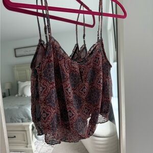 Patterned Spaghetti Strap Top